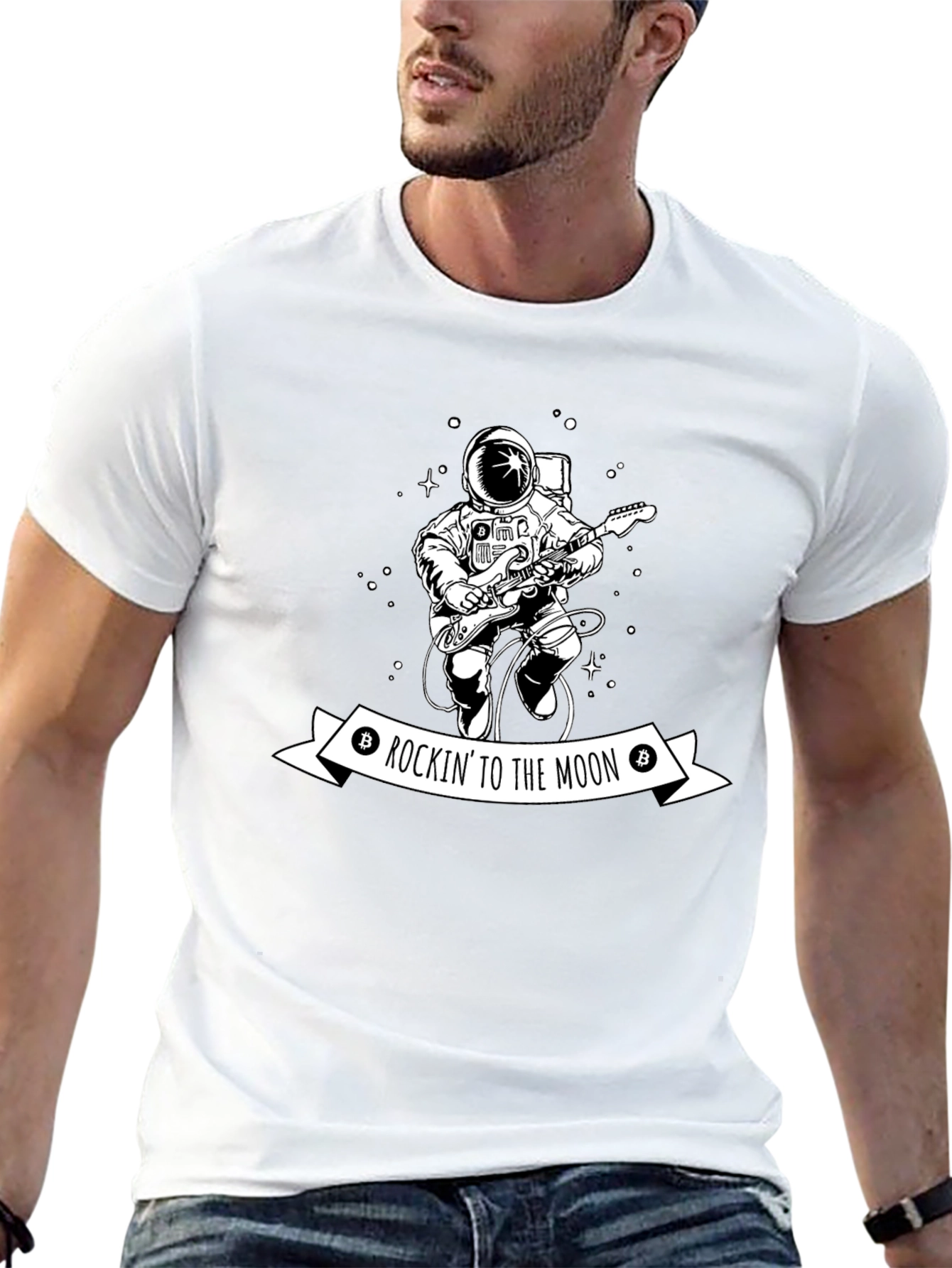Rockin to the Moon Astronaut T-Shirt - Black