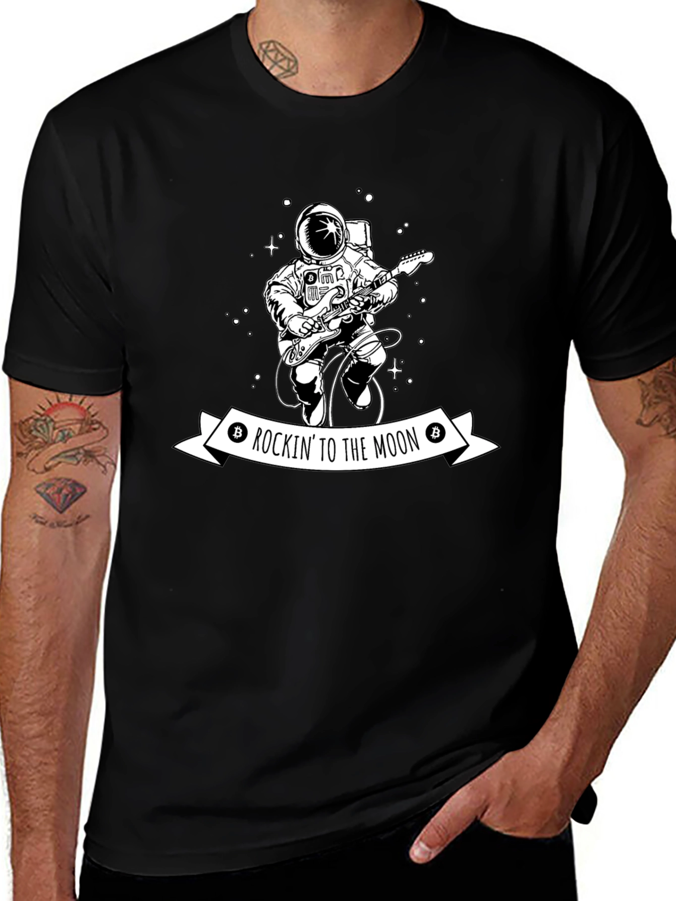 Rockin to the Moon Astronaut T-Shirt - Black
