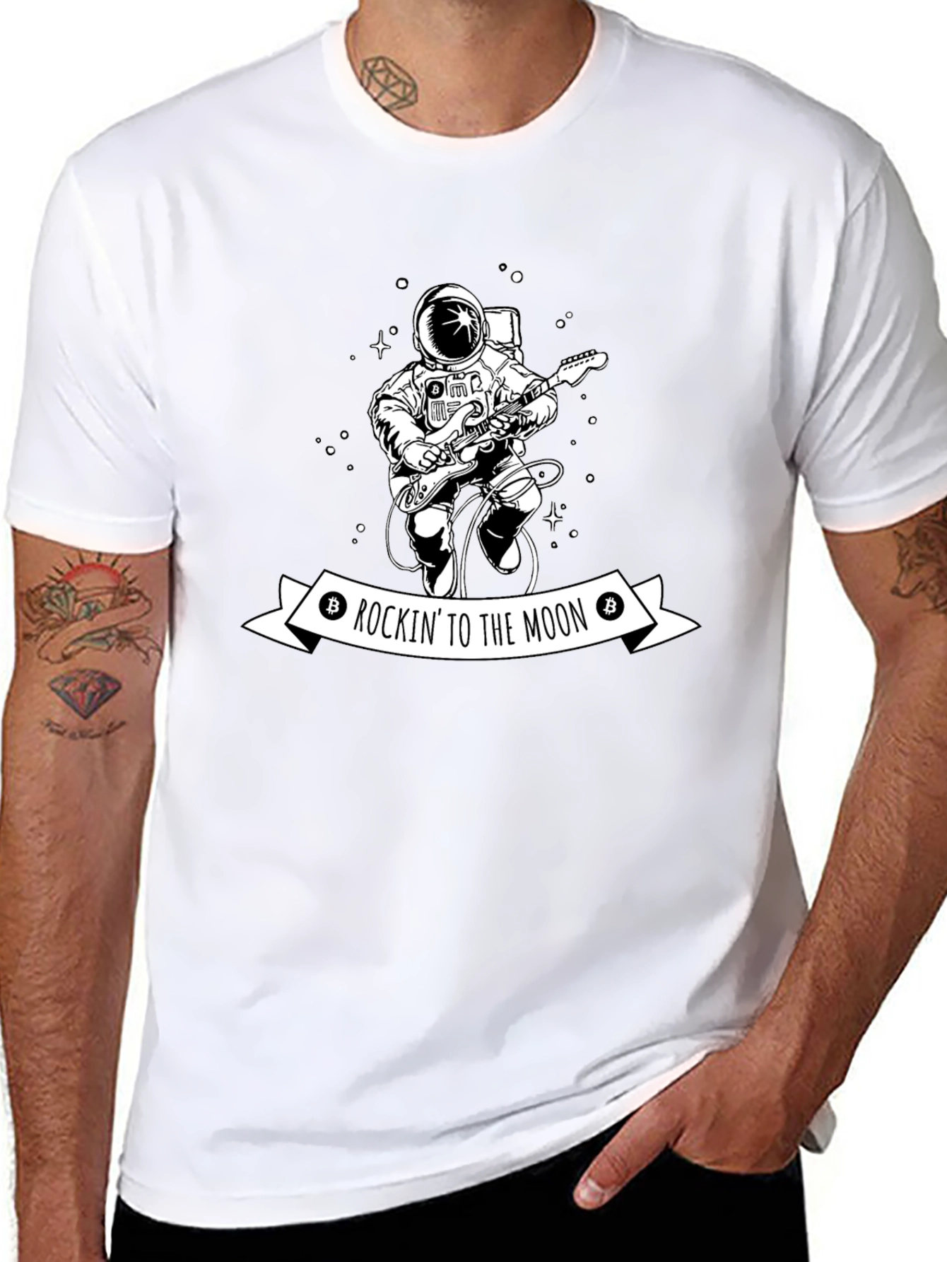 Rockin to the Moon Astronaut T-Shirt - Black