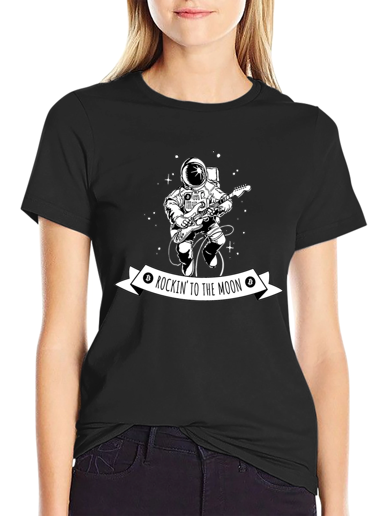 Rockin to the Moon Astronaut T-Shirt - Black