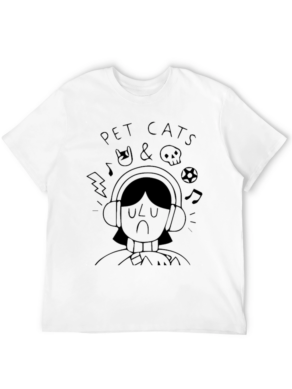 Pet Cats Graphic Print Black T-Shirt
