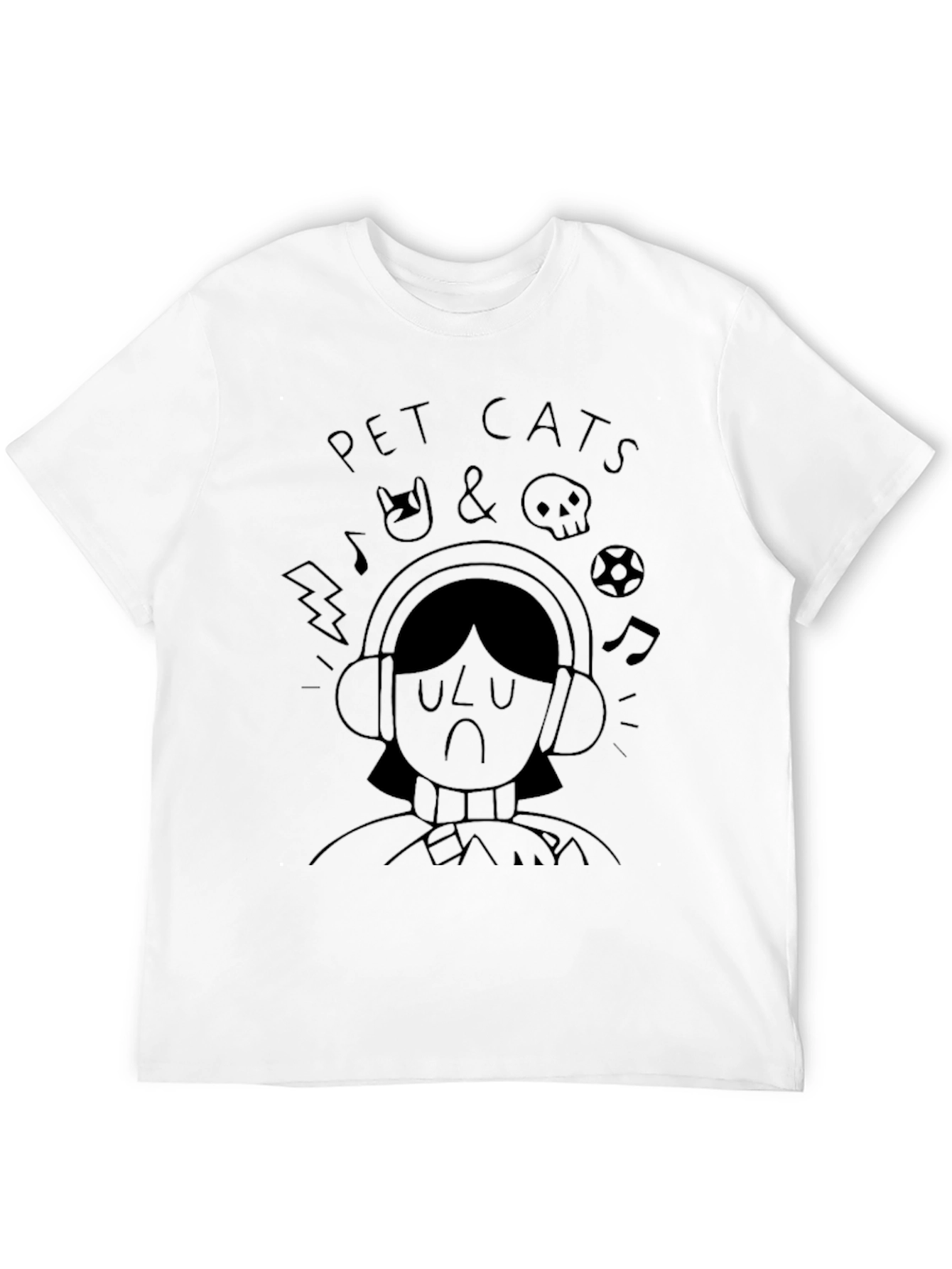 Pet Cats Graphic Print Black T-Shirt