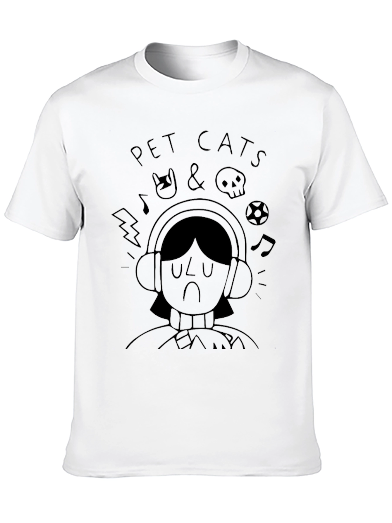 Pet Cats Graphic Print Black T-Shirt