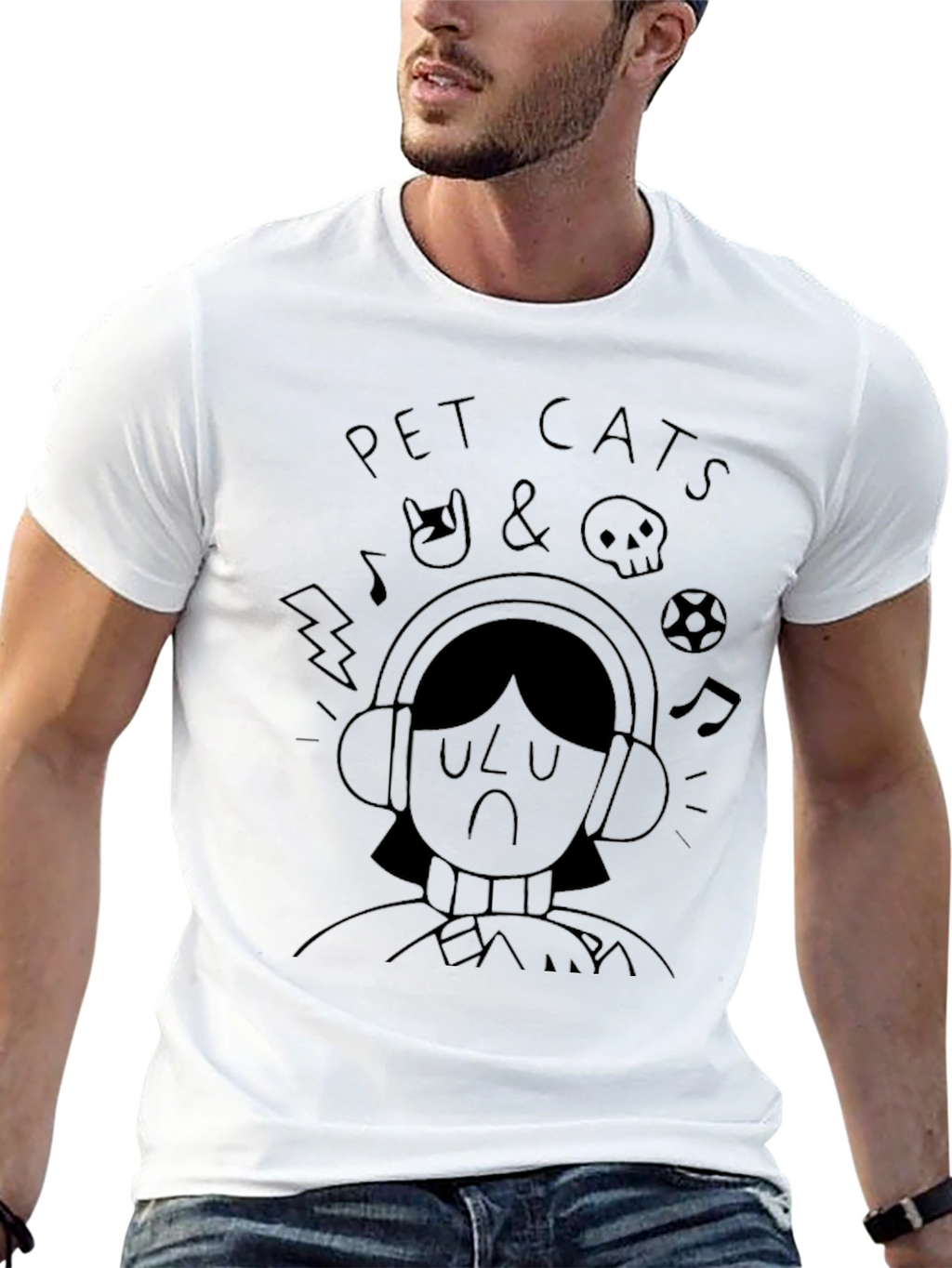 Pet Cats Graphic Print Black T-Shirt