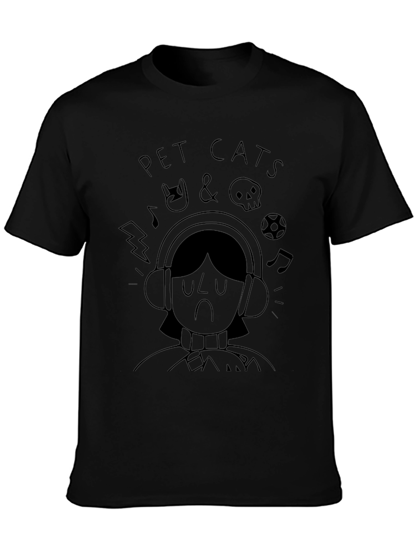 Pet Cats Graphic Print Black T-Shirt