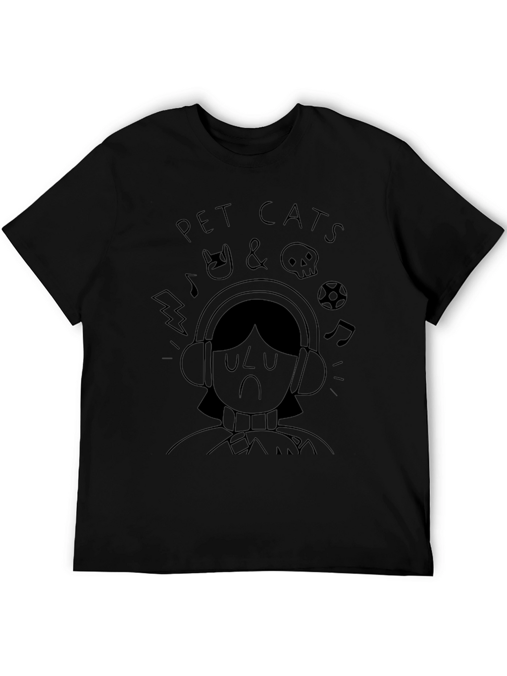 Pet Cats Graphic Print Black T-Shirt
