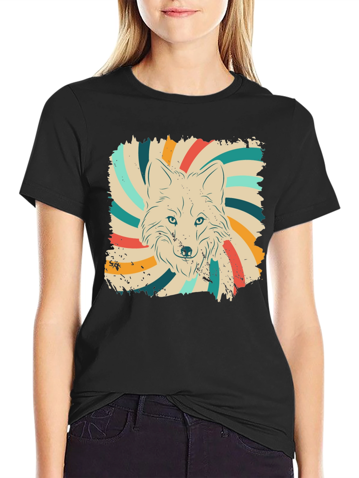 Retro Wolf Graphic Tee - Vintage Style