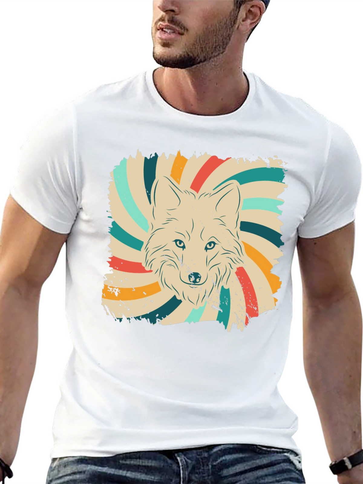 Retro Wolf Graphic Tee - Vintage Style