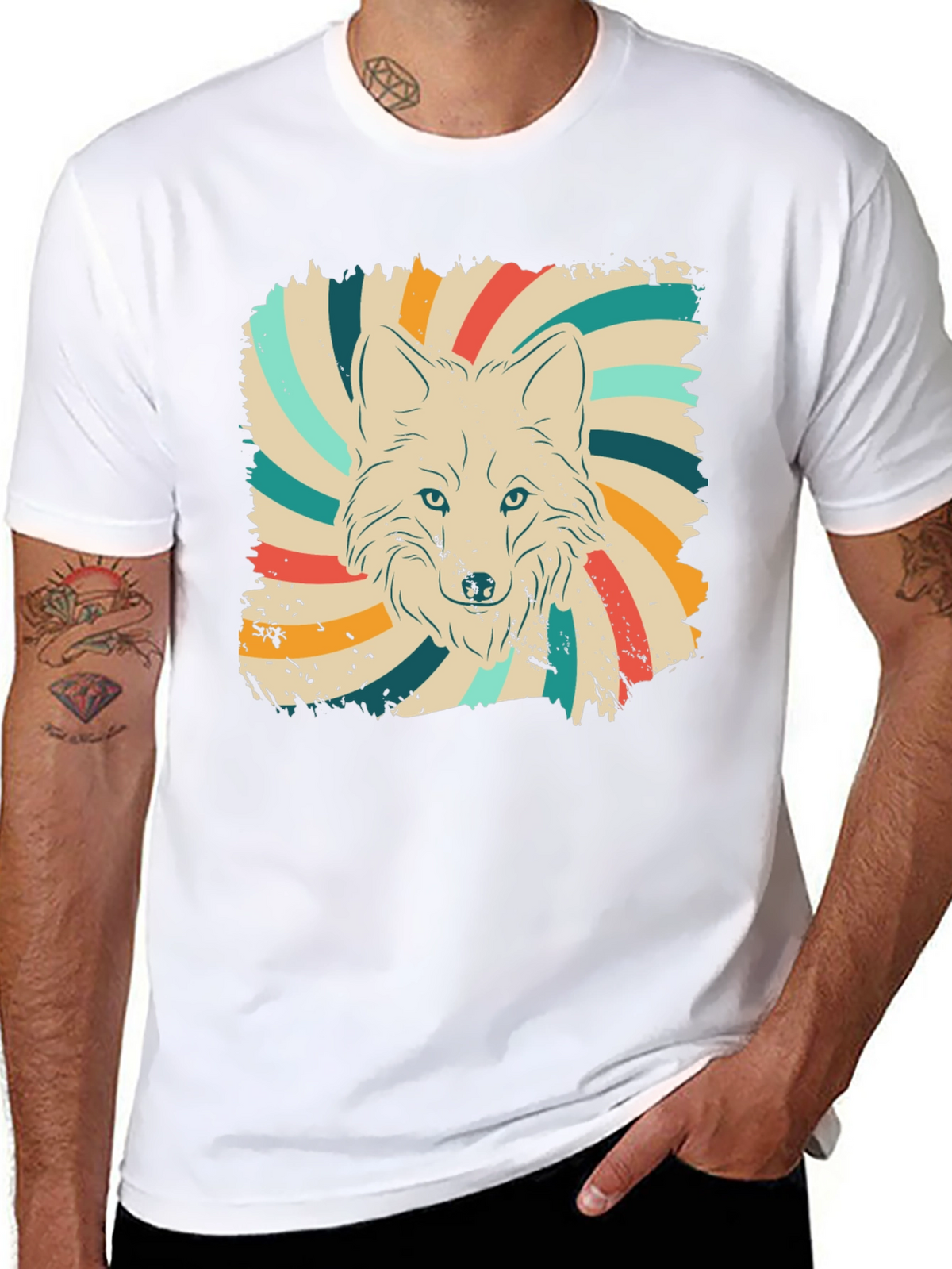 Retro Wolf Graphic Tee - Vintage Style