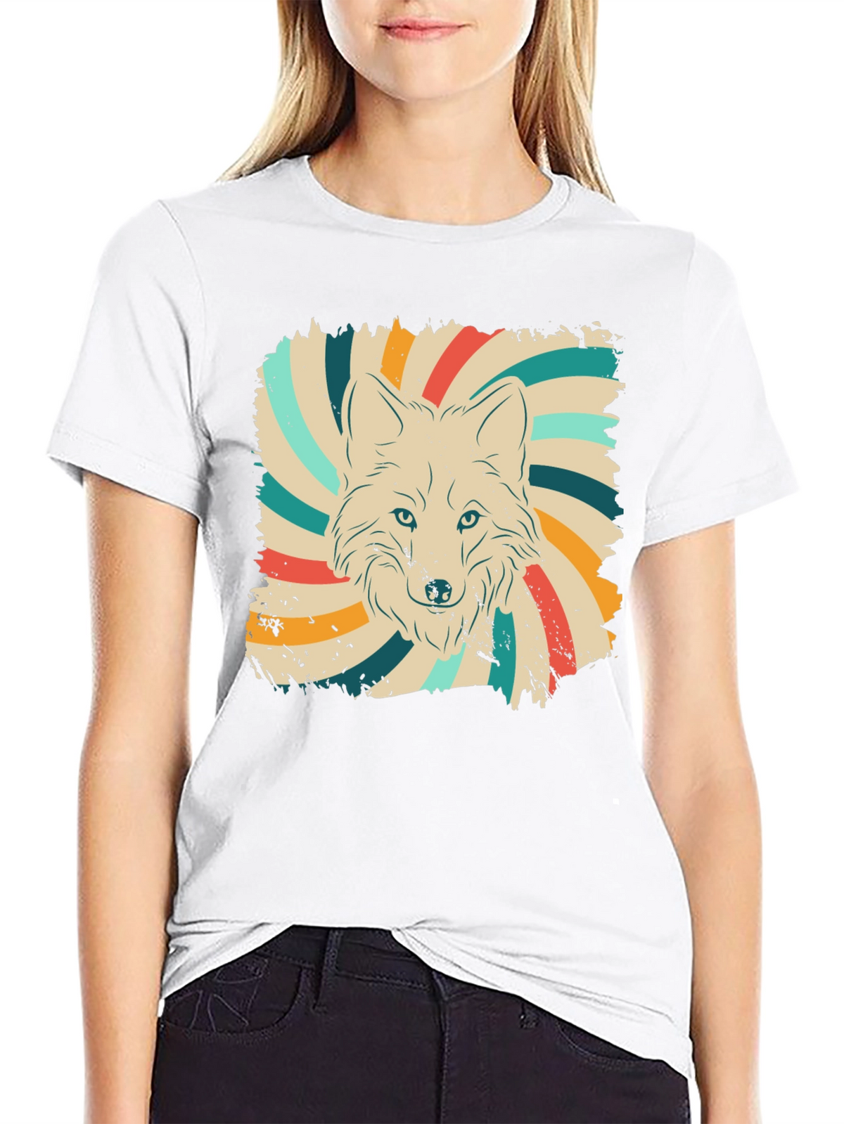 Retro Wolf Graphic Tee - Vintage Style