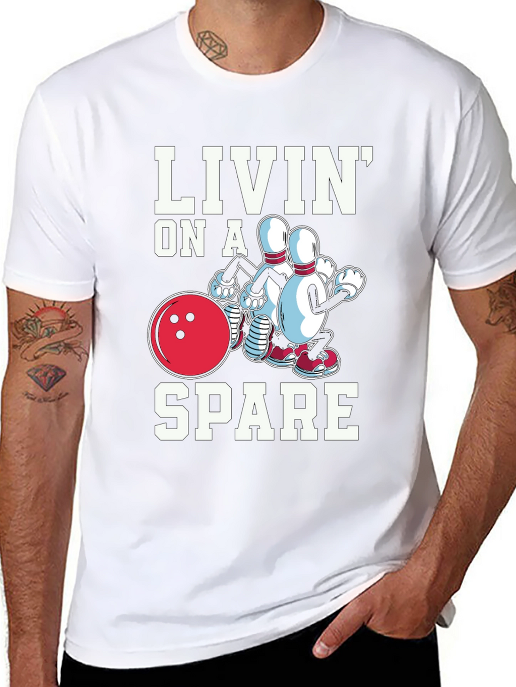 Livin on a Spare Graphic T-Shirt - Bowling Fun