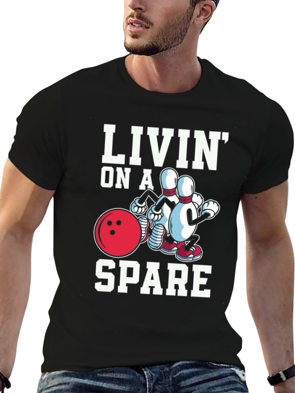 Livin on a Spare Graphic T-Shirt - Bowling Fun