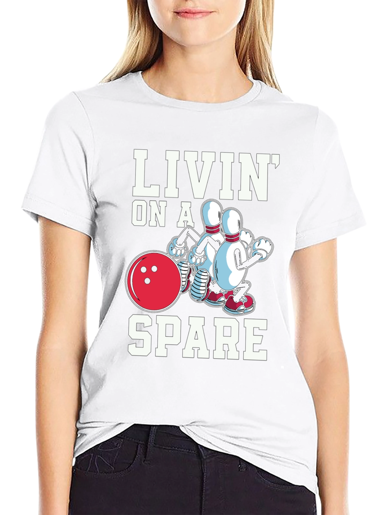 Livin on a Spare Graphic T-Shirt - Bowling Fun