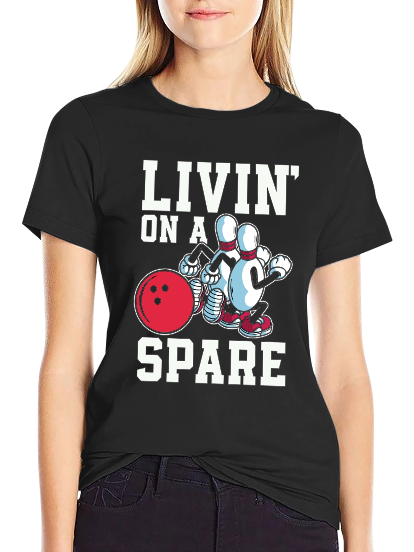 Livin on a Spare Graphic T-Shirt - Bowling Fun