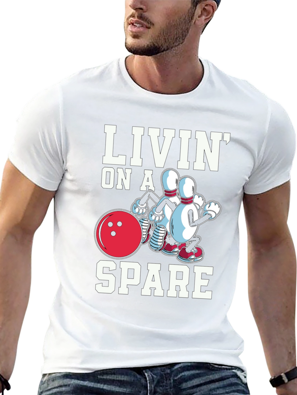 Livin on a Spare Graphic T-Shirt - Bowling Fun