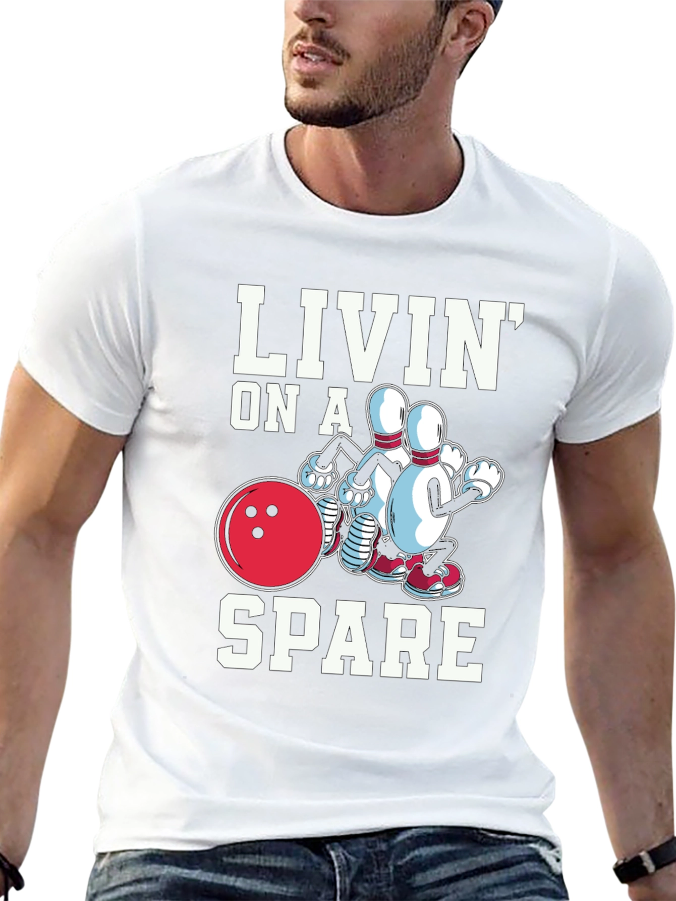 Livin on a Spare Graphic T-Shirt - Bowling Fun