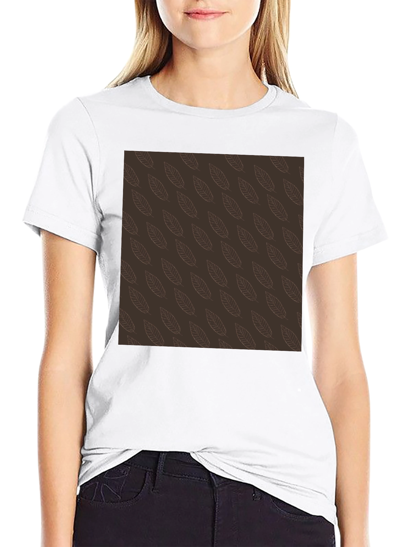 Leaf Pattern Black T-Shirt