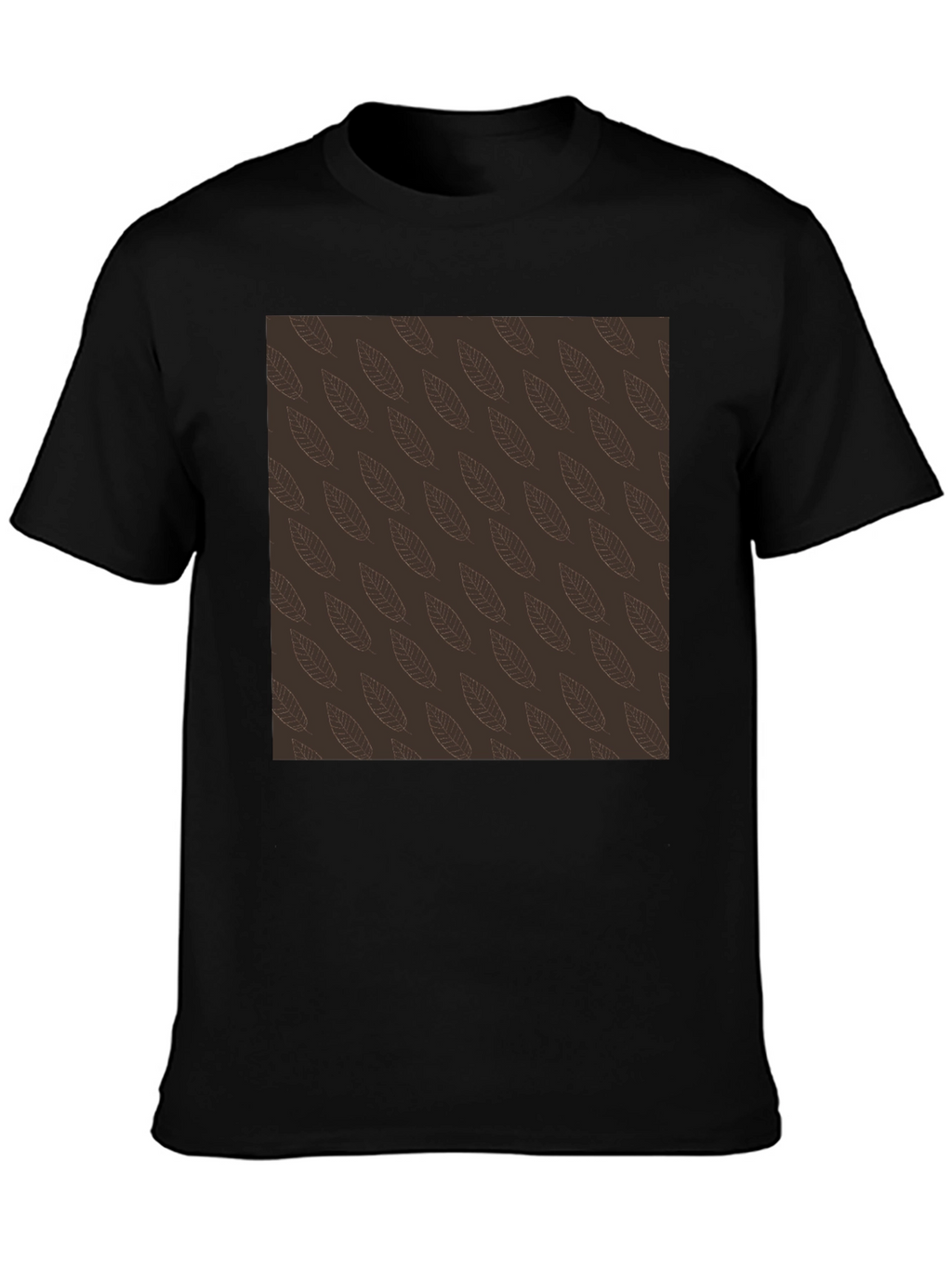 Leaf Pattern Black T-Shirt