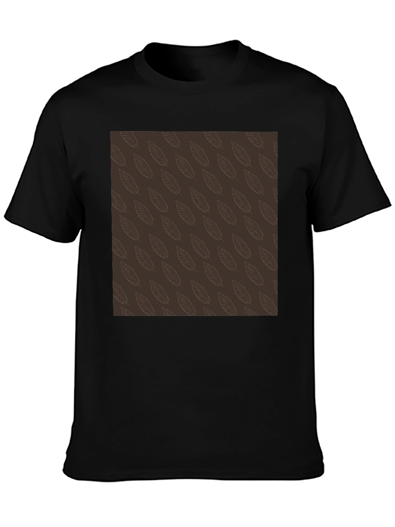 Leaf Pattern Black T-Shirt