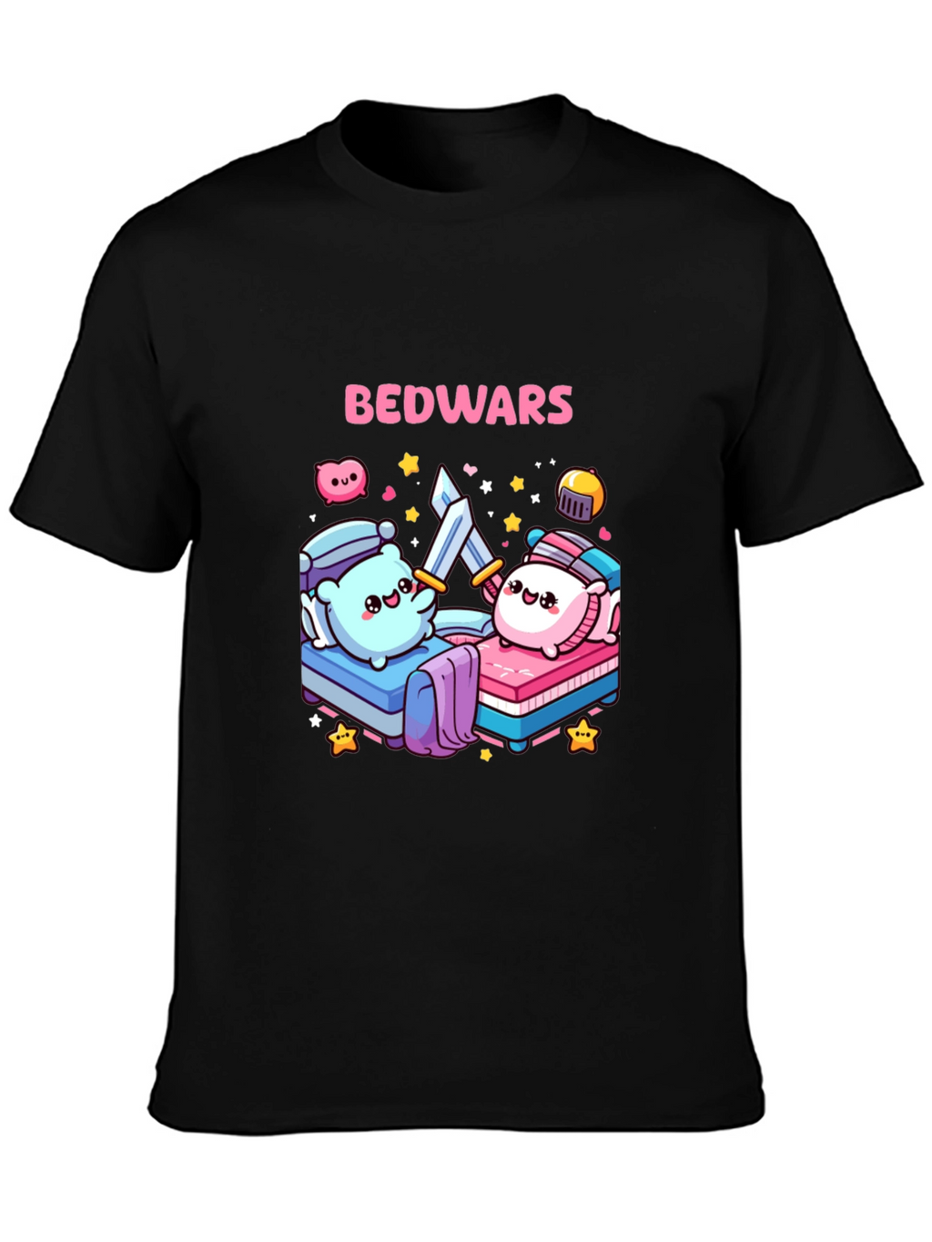 Bedwars T-Shirt Cute Pillows Fighting Game Tee