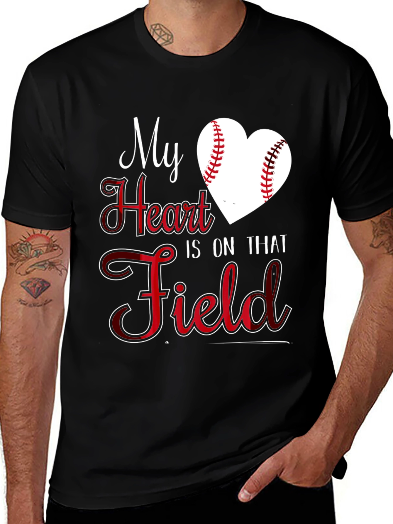 Baseball Heart T-Shirt - My Heart Is On That Field Tee