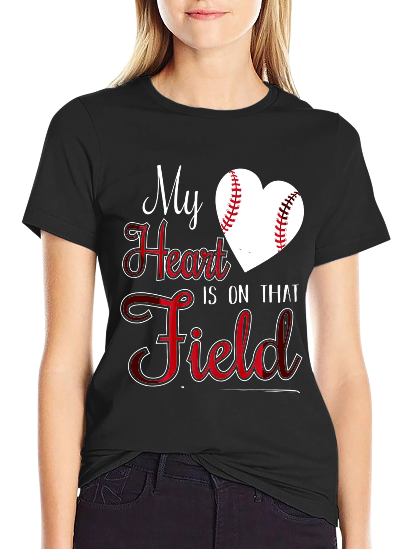 Baseball Heart T-Shirt - My Heart Is On That Field Tee