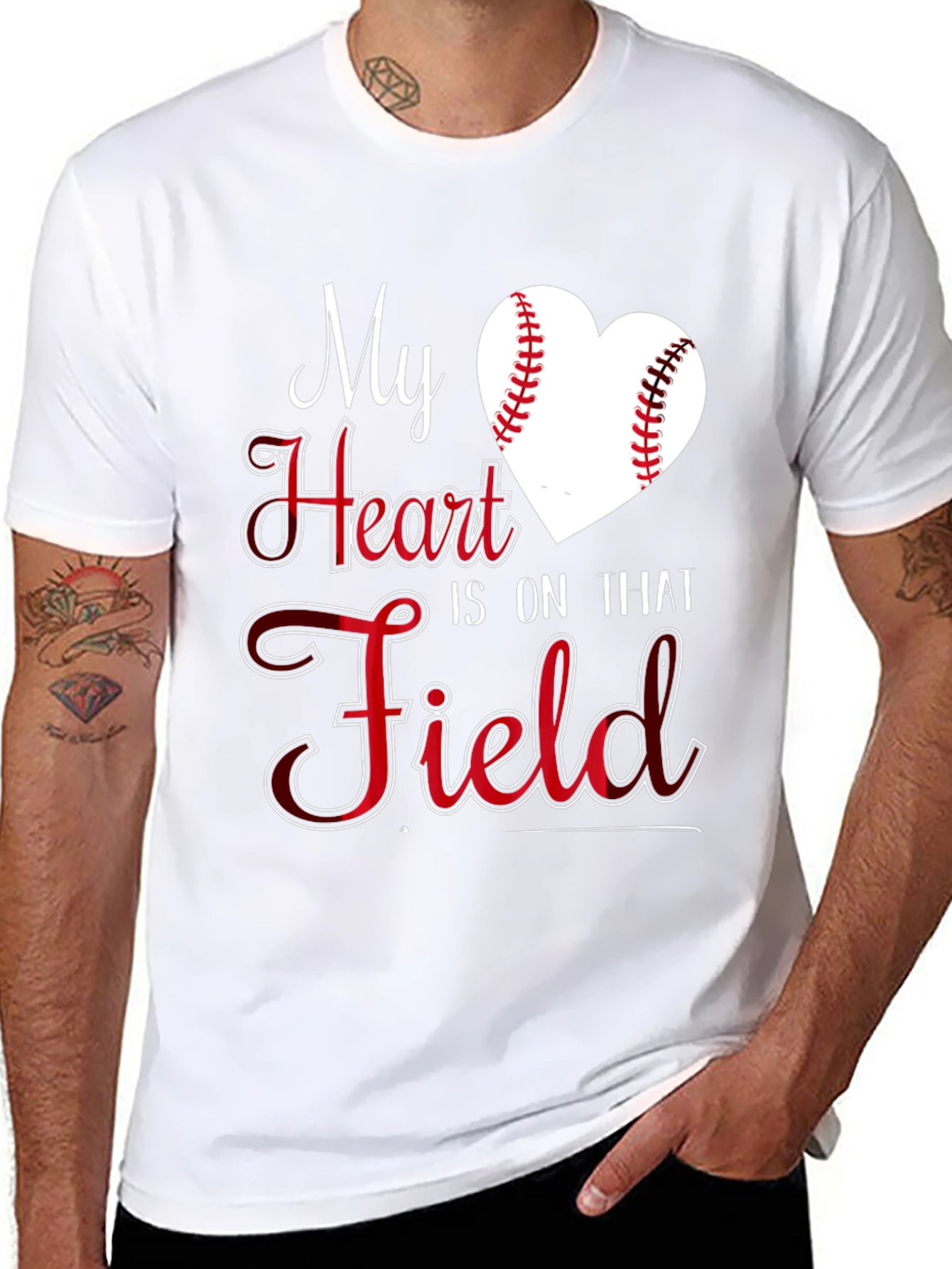 Baseball Heart T-Shirt - My Heart Is On That Field Tee