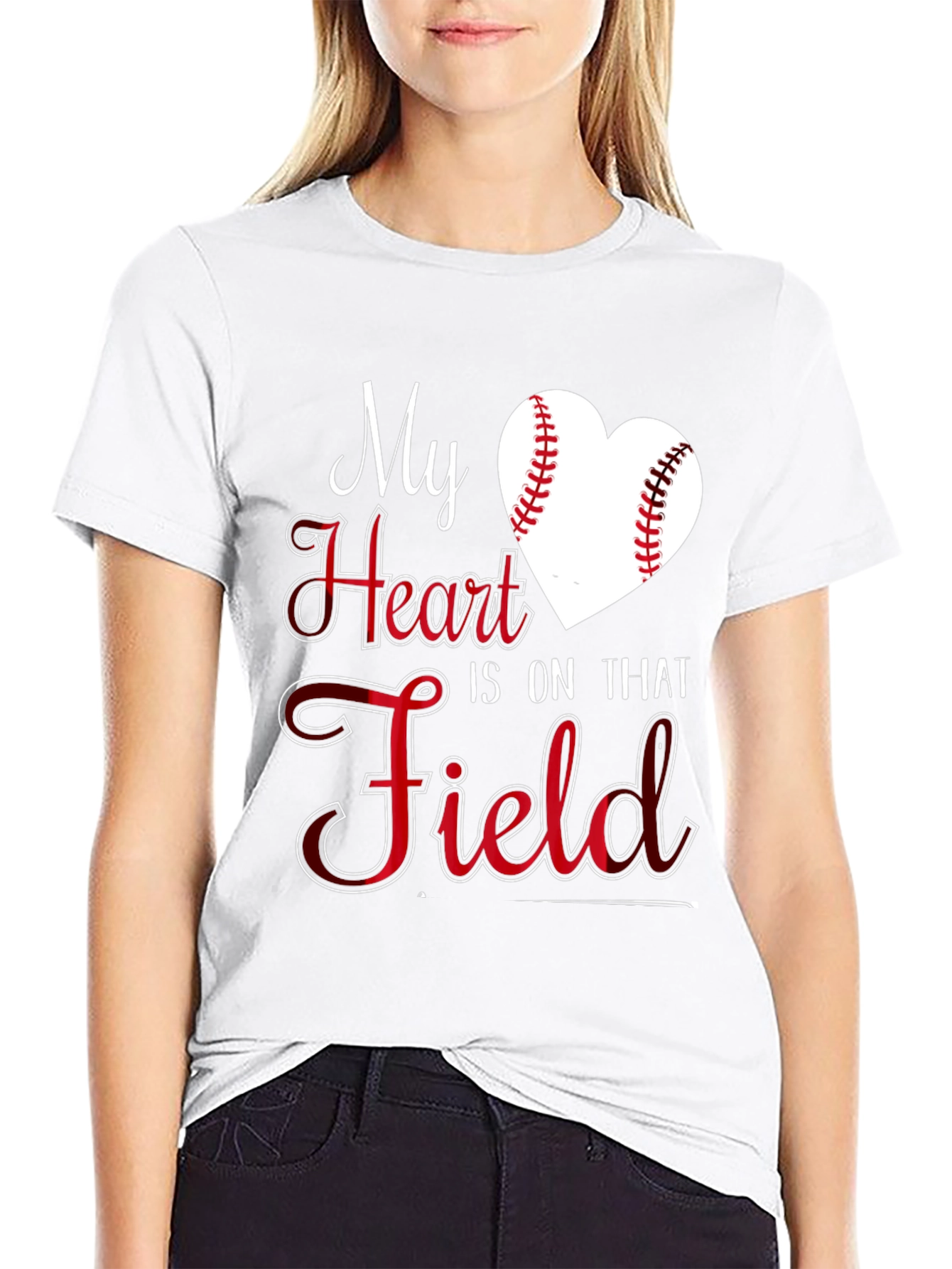 Baseball Heart T-Shirt - My Heart Is On That Field Tee
