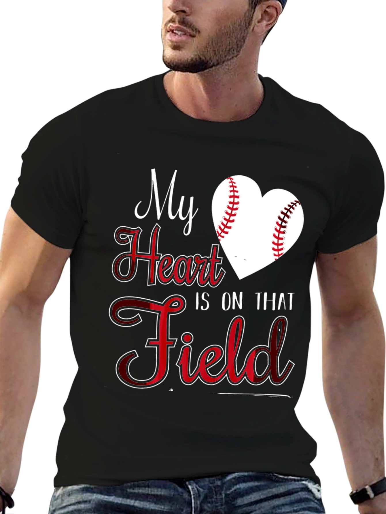 Baseball Heart T-Shirt - My Heart Is On That Field Tee