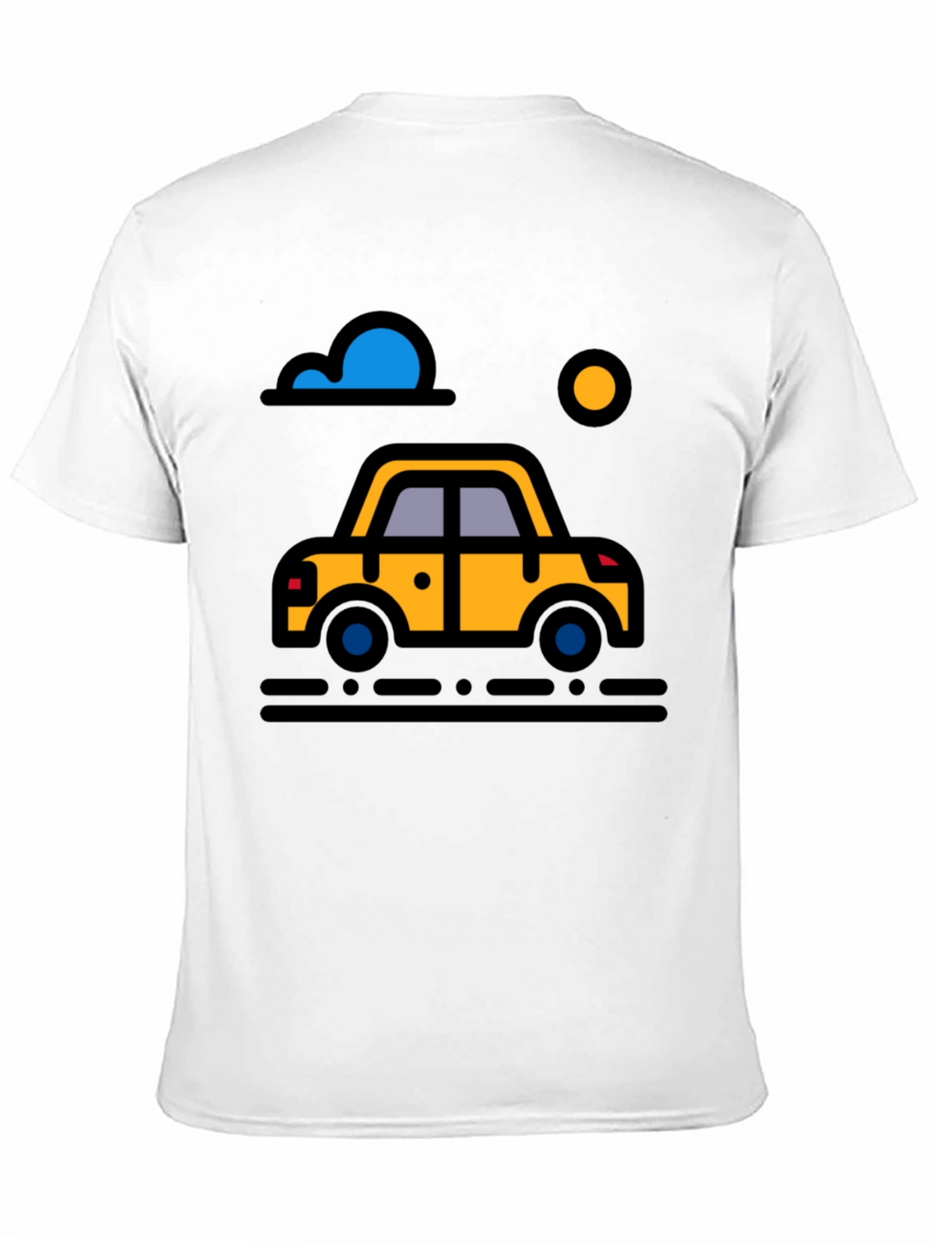 Cartoon Car Graphic Tee - Black Cotton T-Shirt