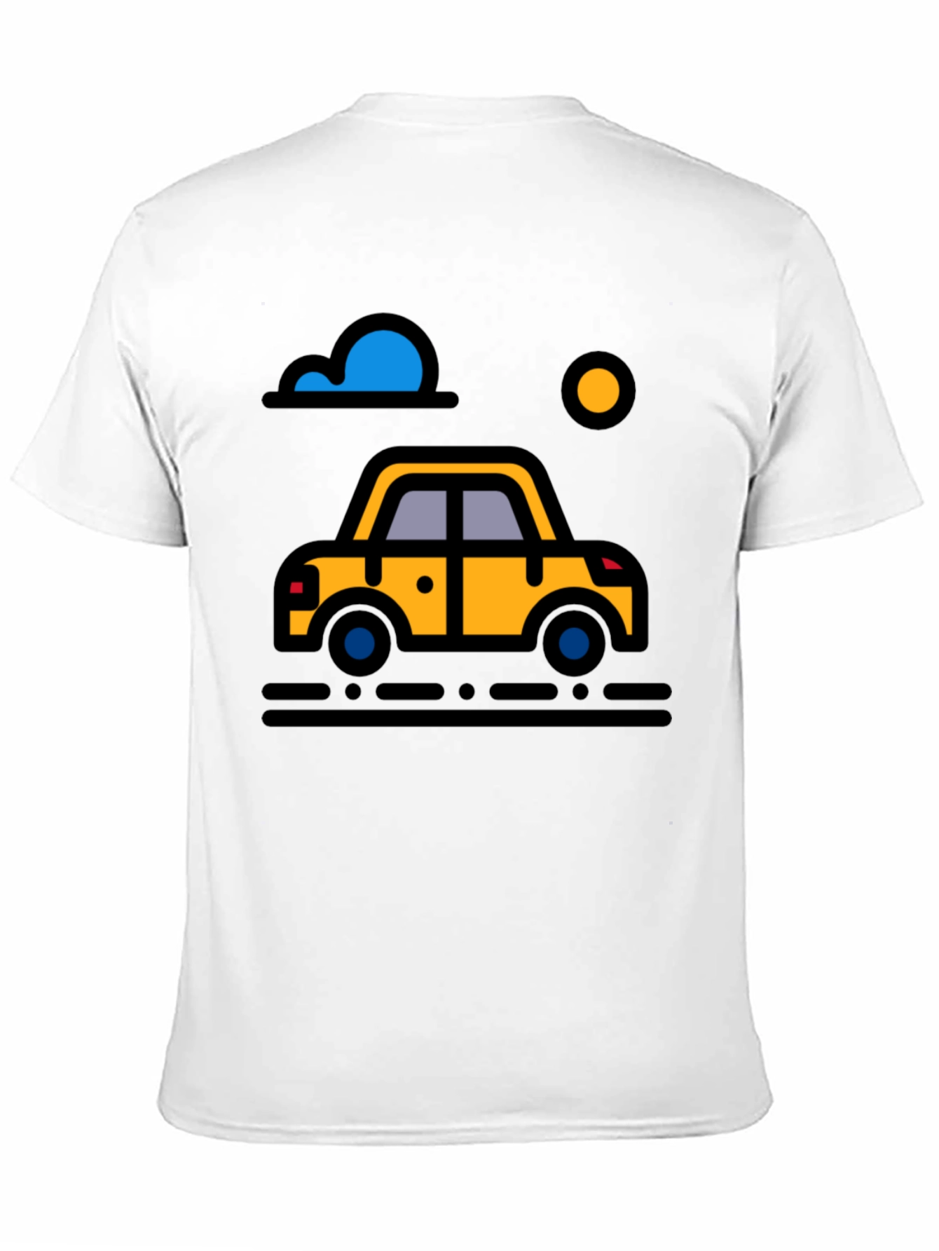 Cartoon Car Graphic Tee - Black Cotton T-Shirt