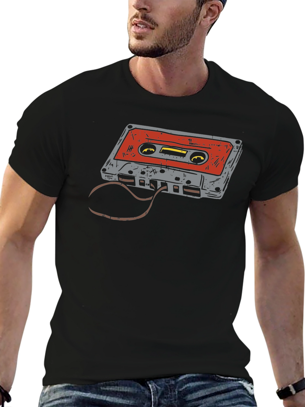 Retro Cassette Tape Graphic T-Shirt - Black