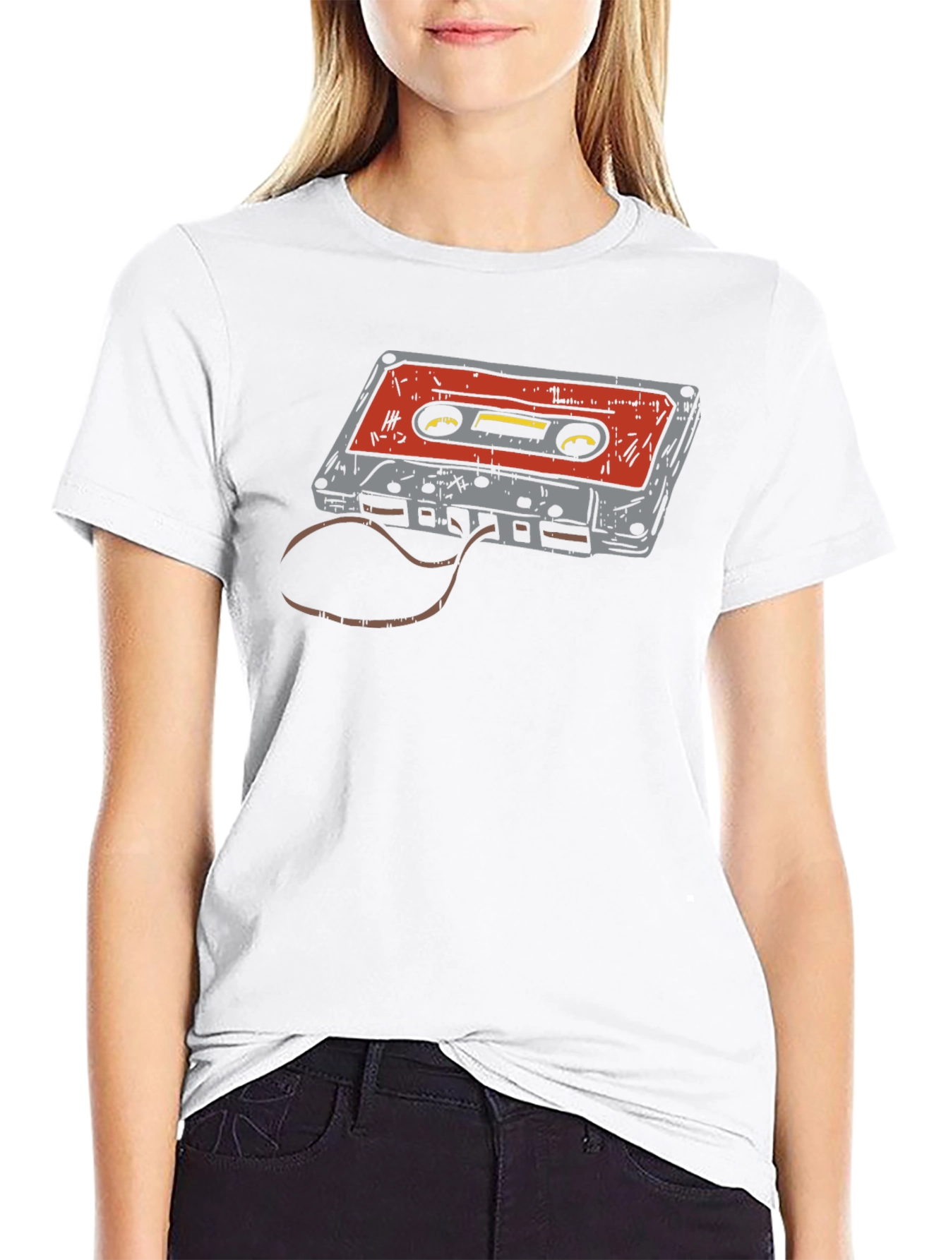 Retro Cassette Tape Graphic T-Shirt - Black