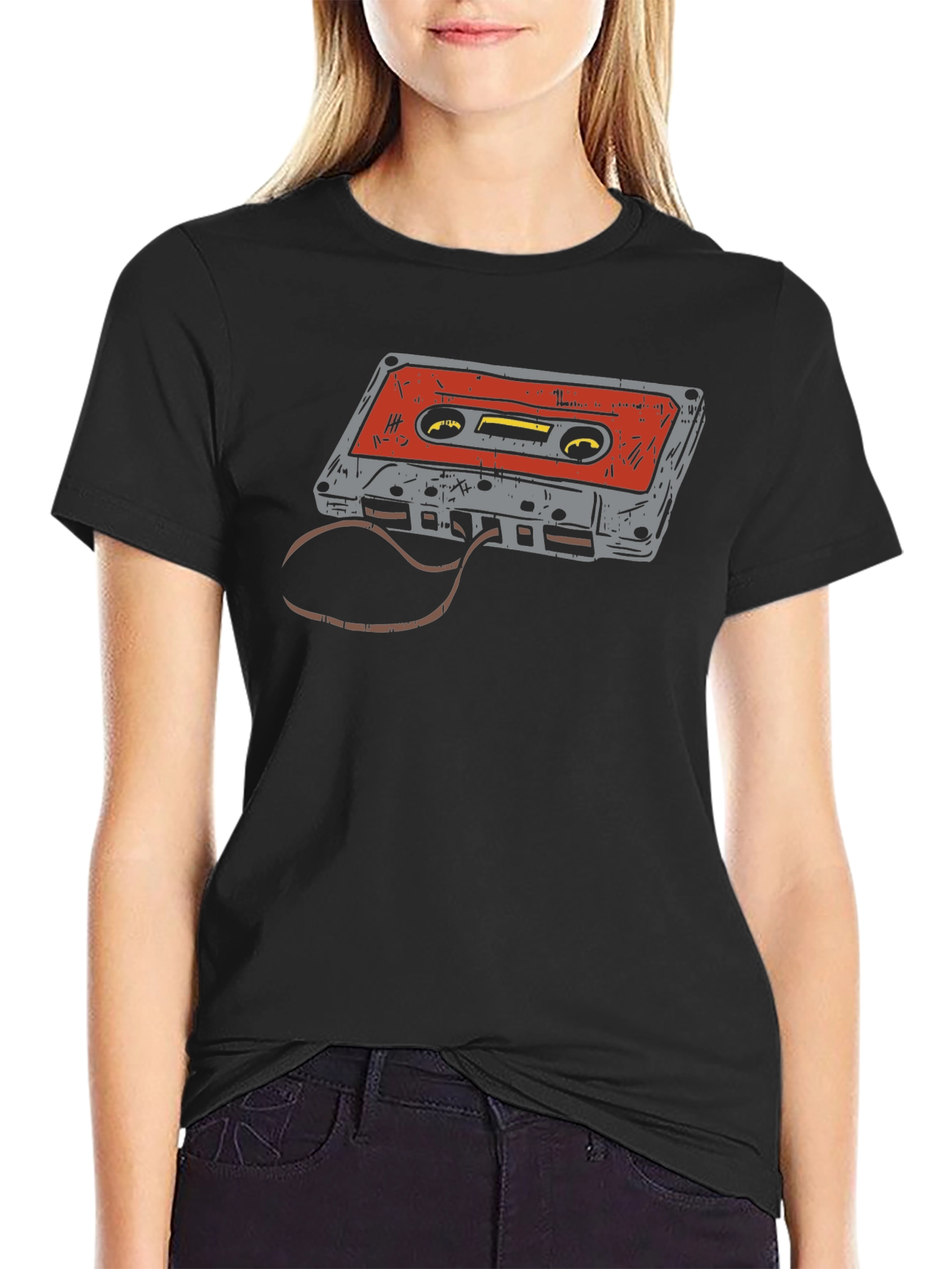 Retro Cassette Tape Graphic T-Shirt - Black