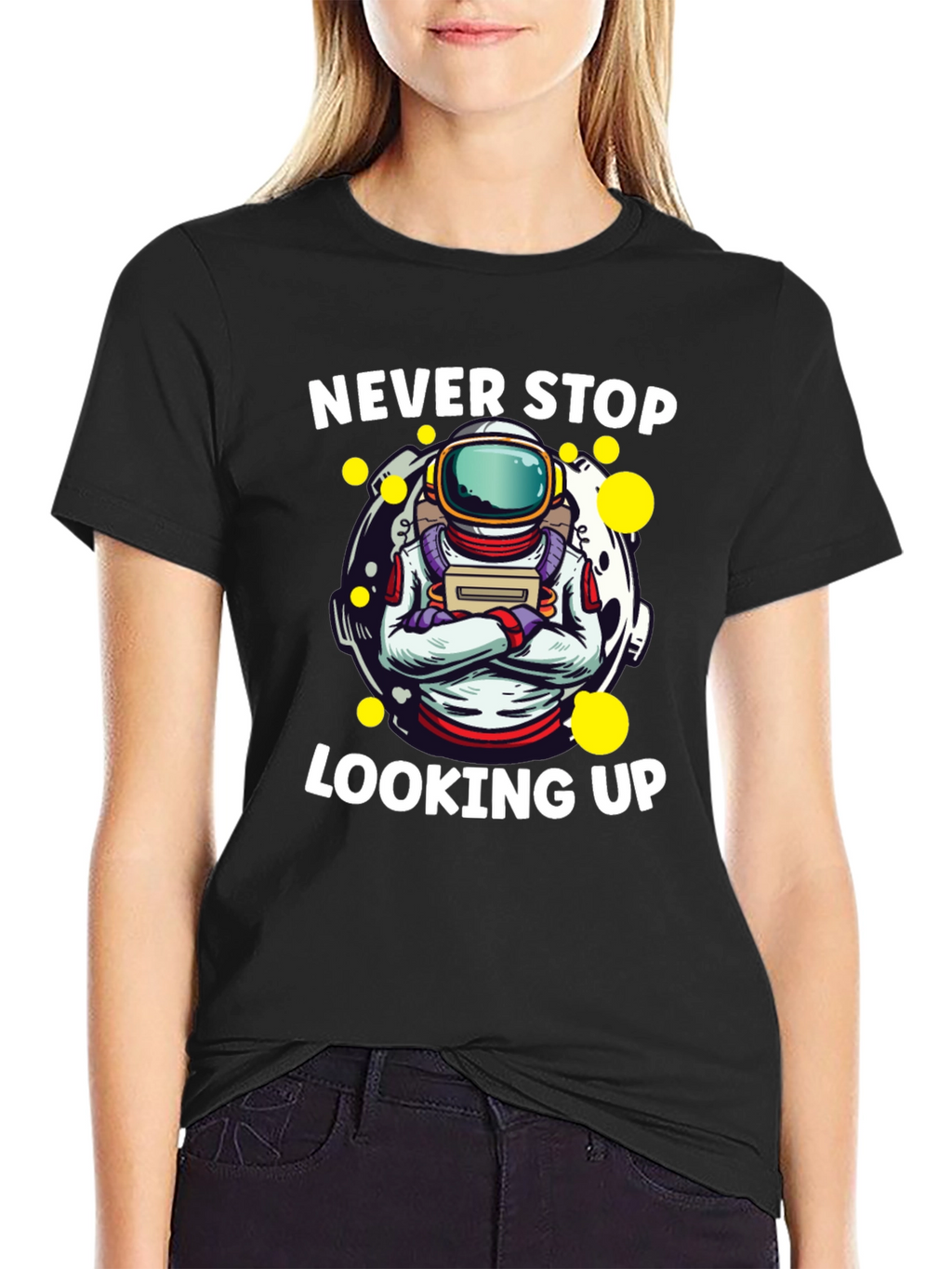 Never Stop Looking Up Astronaut Graphic Tee