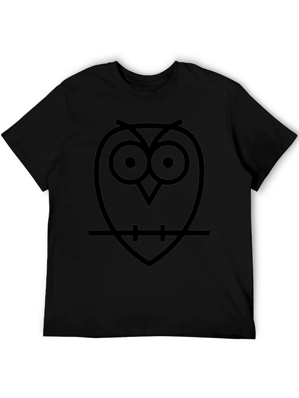 Minimalist Owl T-Shirt - Black Cotton Tee