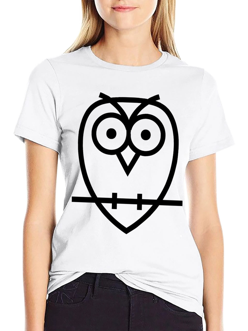 Minimalist Owl T-Shirt - Black Cotton Tee