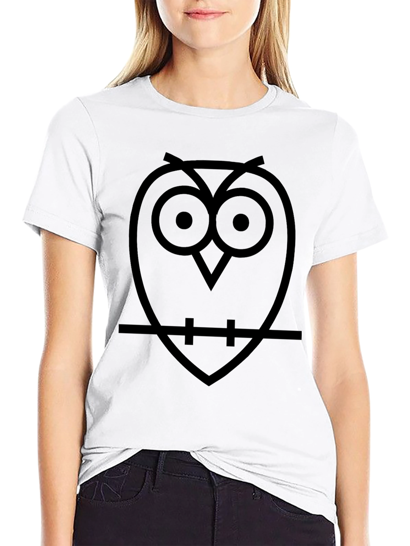 Minimalist Owl T-Shirt - Black Cotton Tee