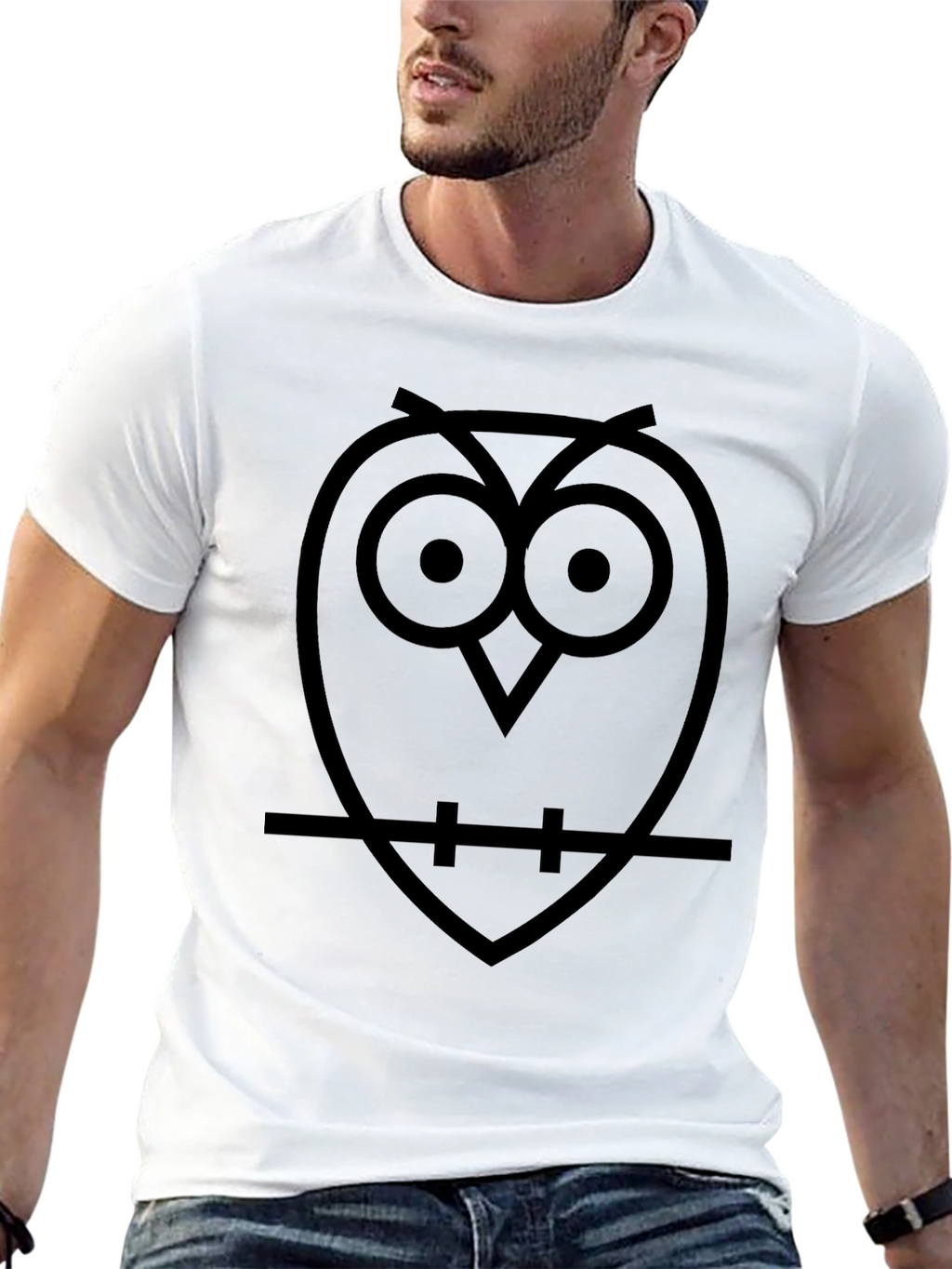 Minimalist Owl T-Shirt - Black Cotton Tee