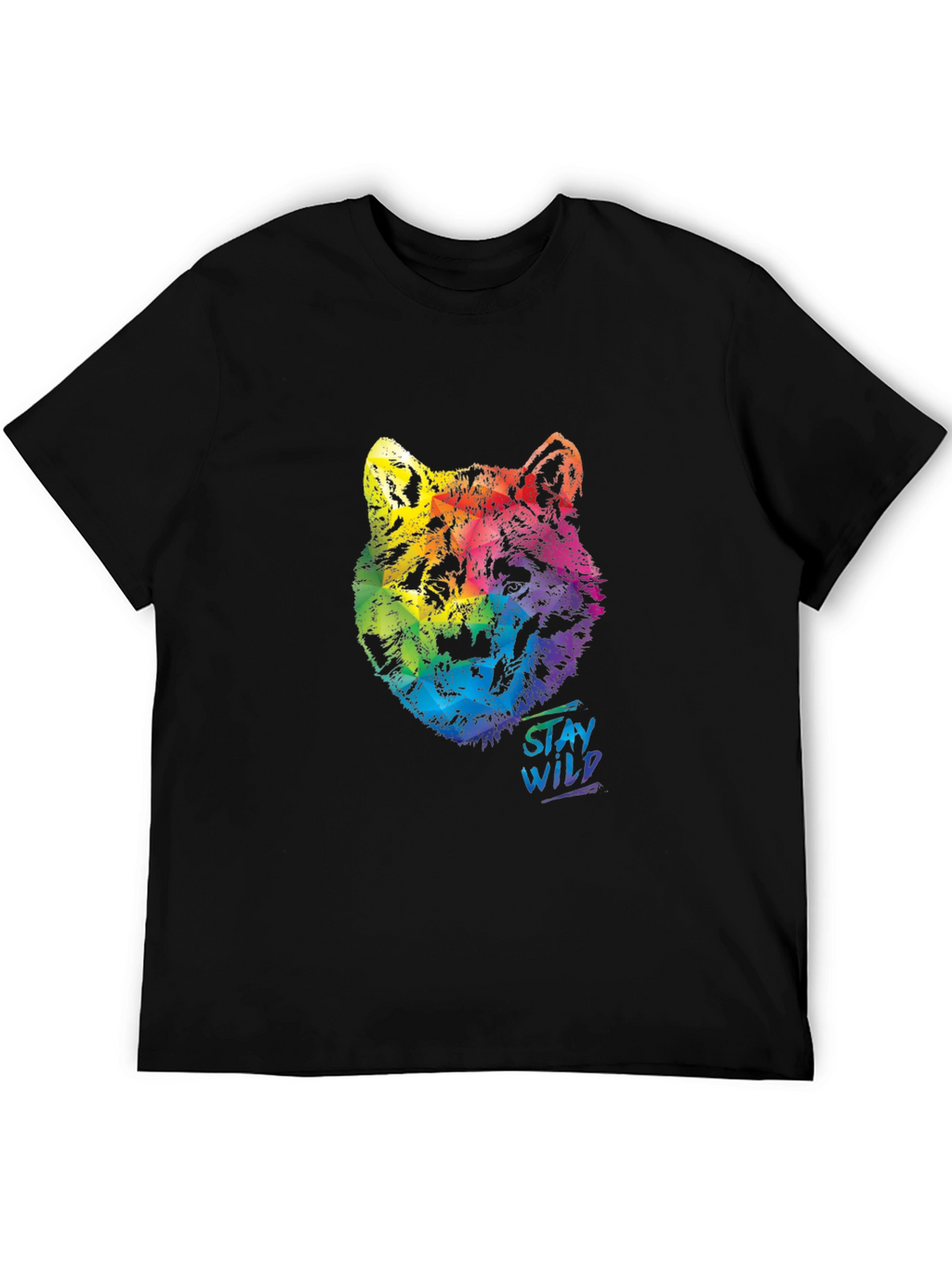 Rainbow Wolf Graphic T-Shirt - Stay Wild