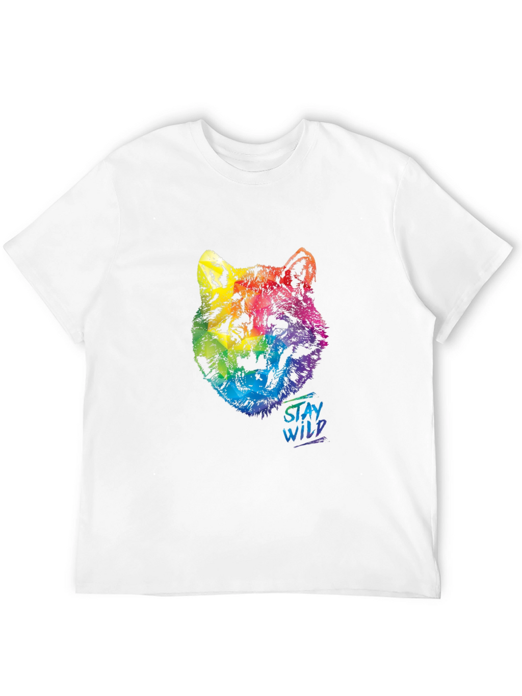 Rainbow Wolf Graphic T-Shirt - Stay Wild