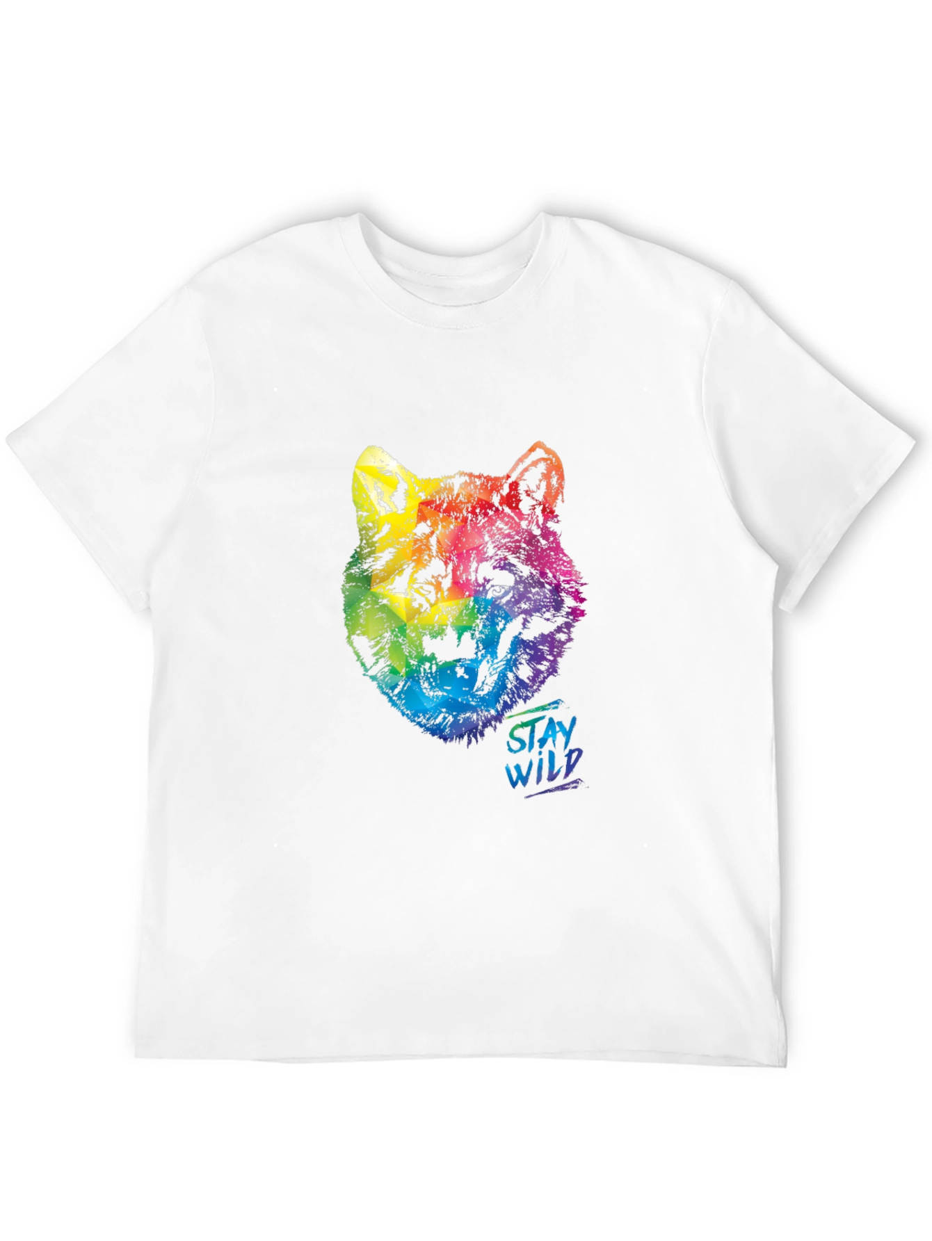 Rainbow Wolf Graphic T-Shirt - Stay Wild