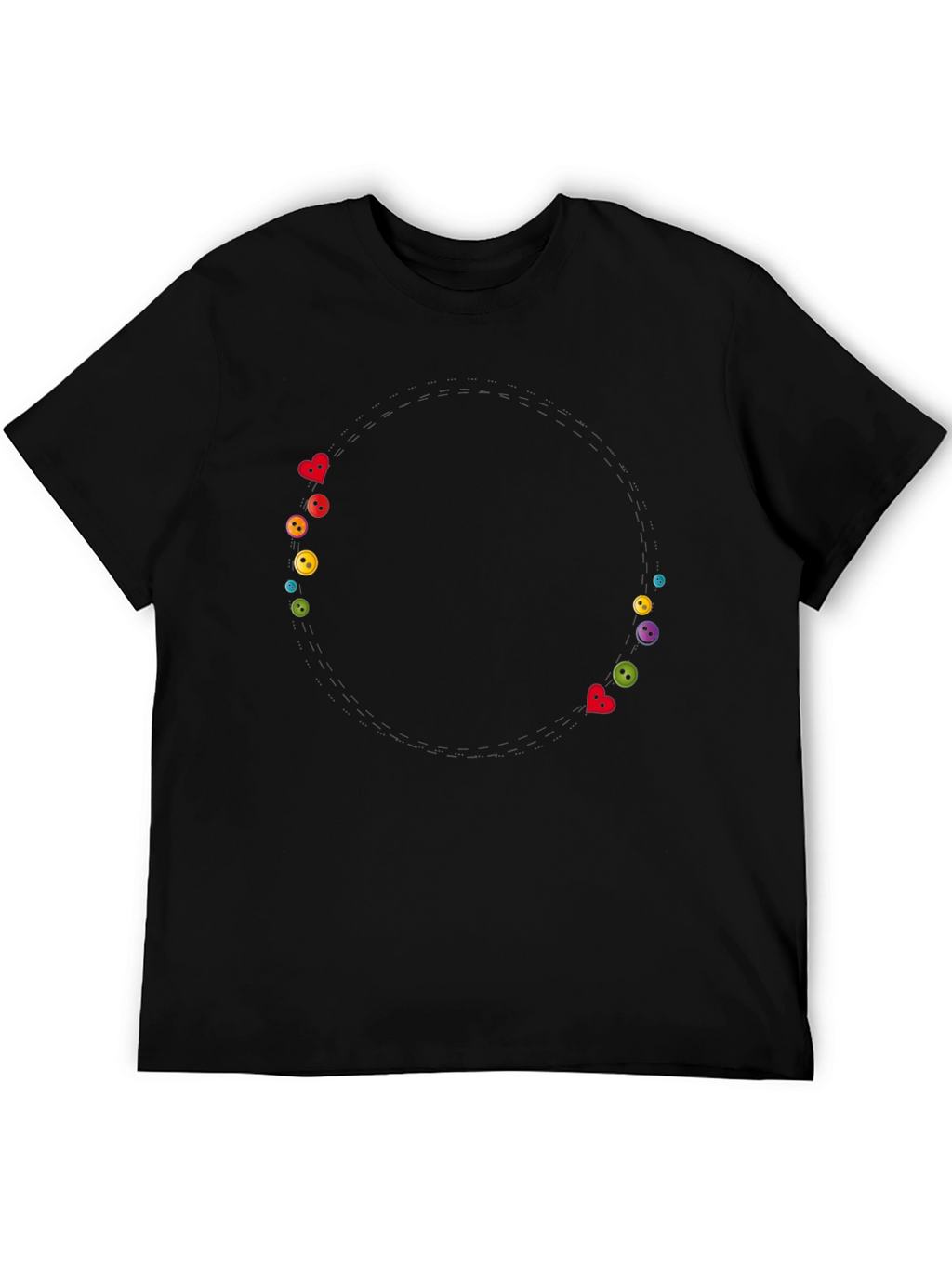 Whimsical Buttons Black Tee
