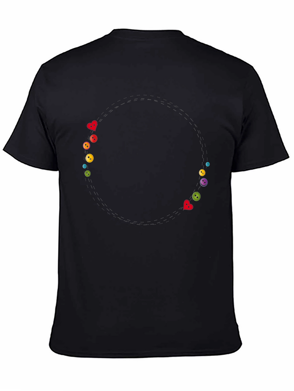Whimsical Buttons Black Tee