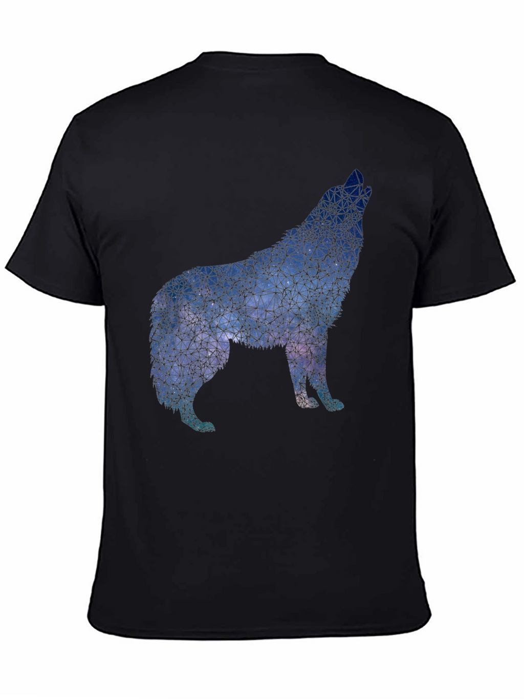 Geometric Wolf Graphic Tee - Black