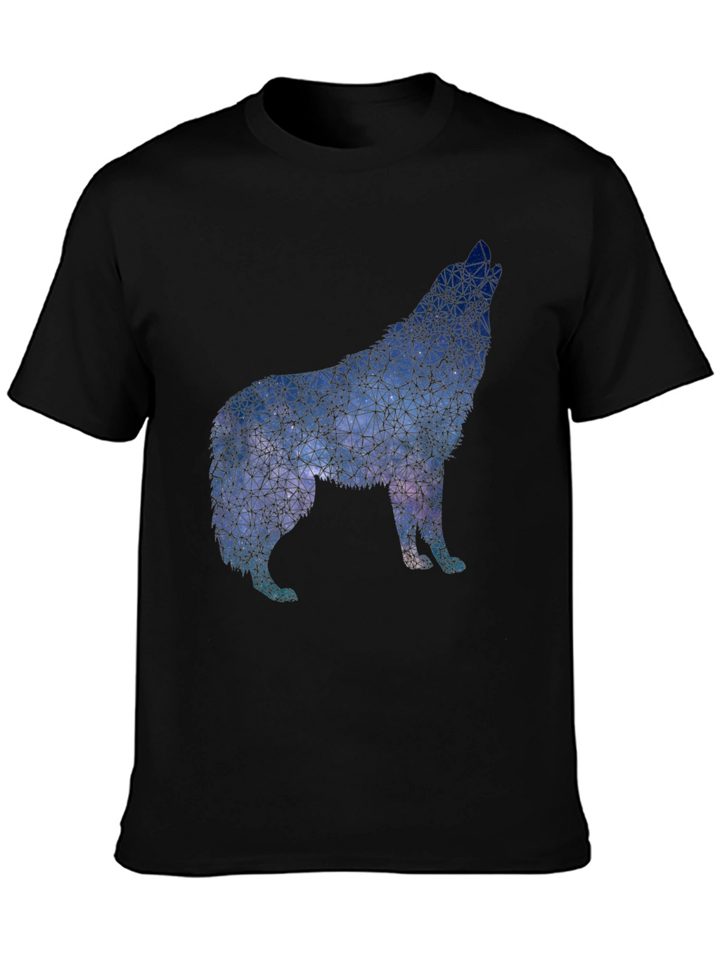 Geometric Wolf Graphic Tee - Black