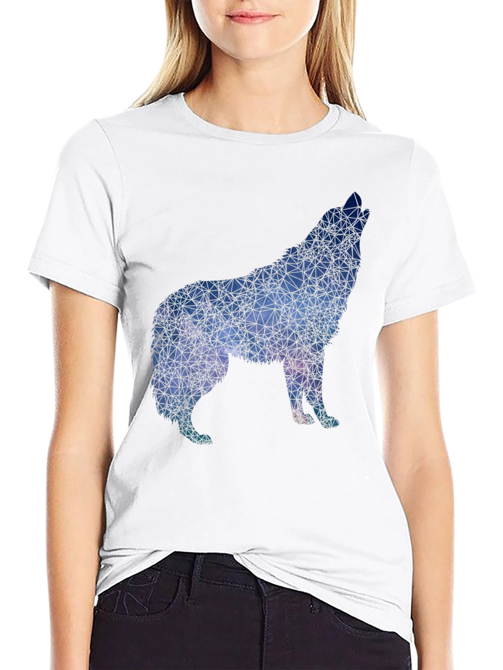 Geometric Wolf Graphic Tee - Black