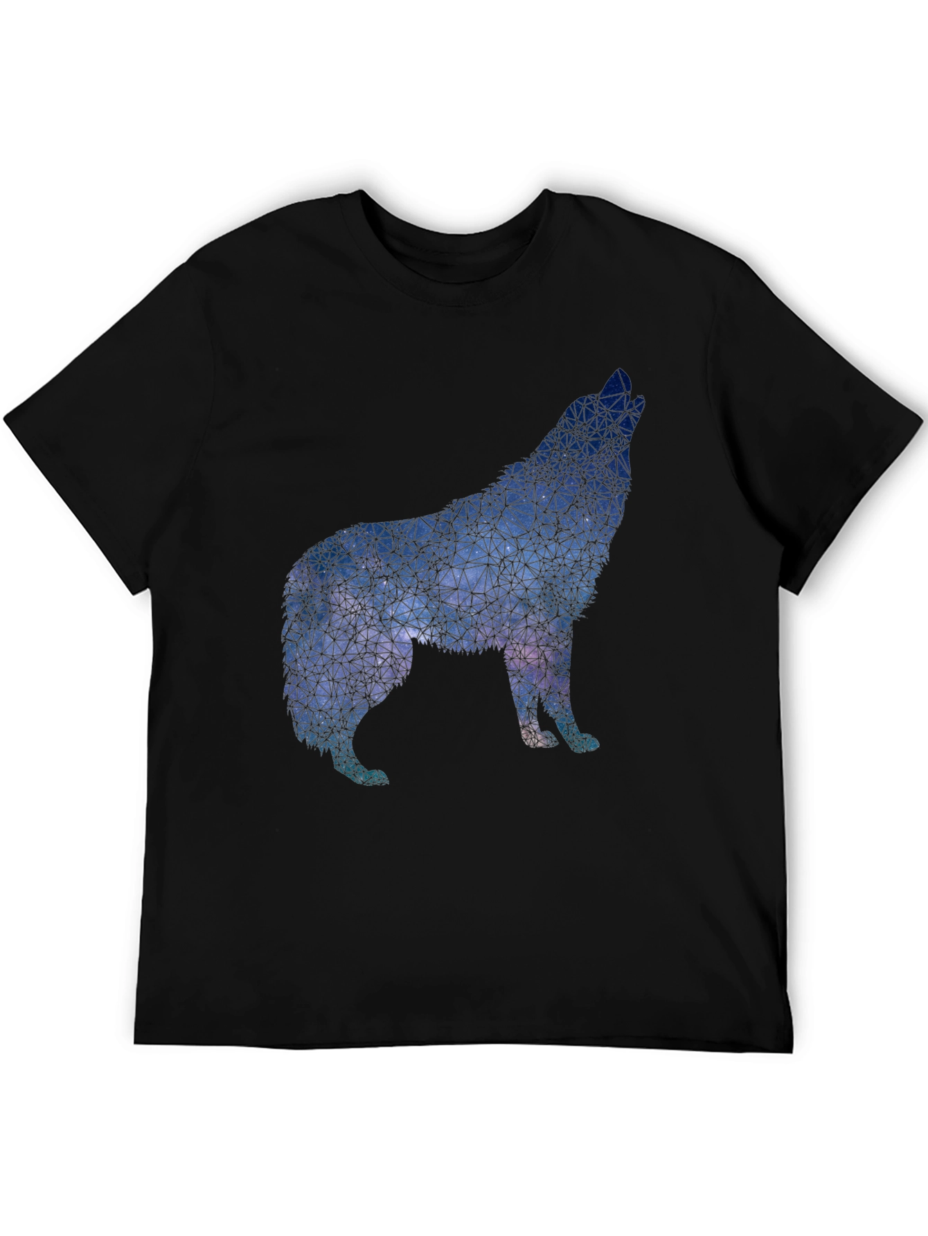 Geometric Wolf Graphic Tee - Black