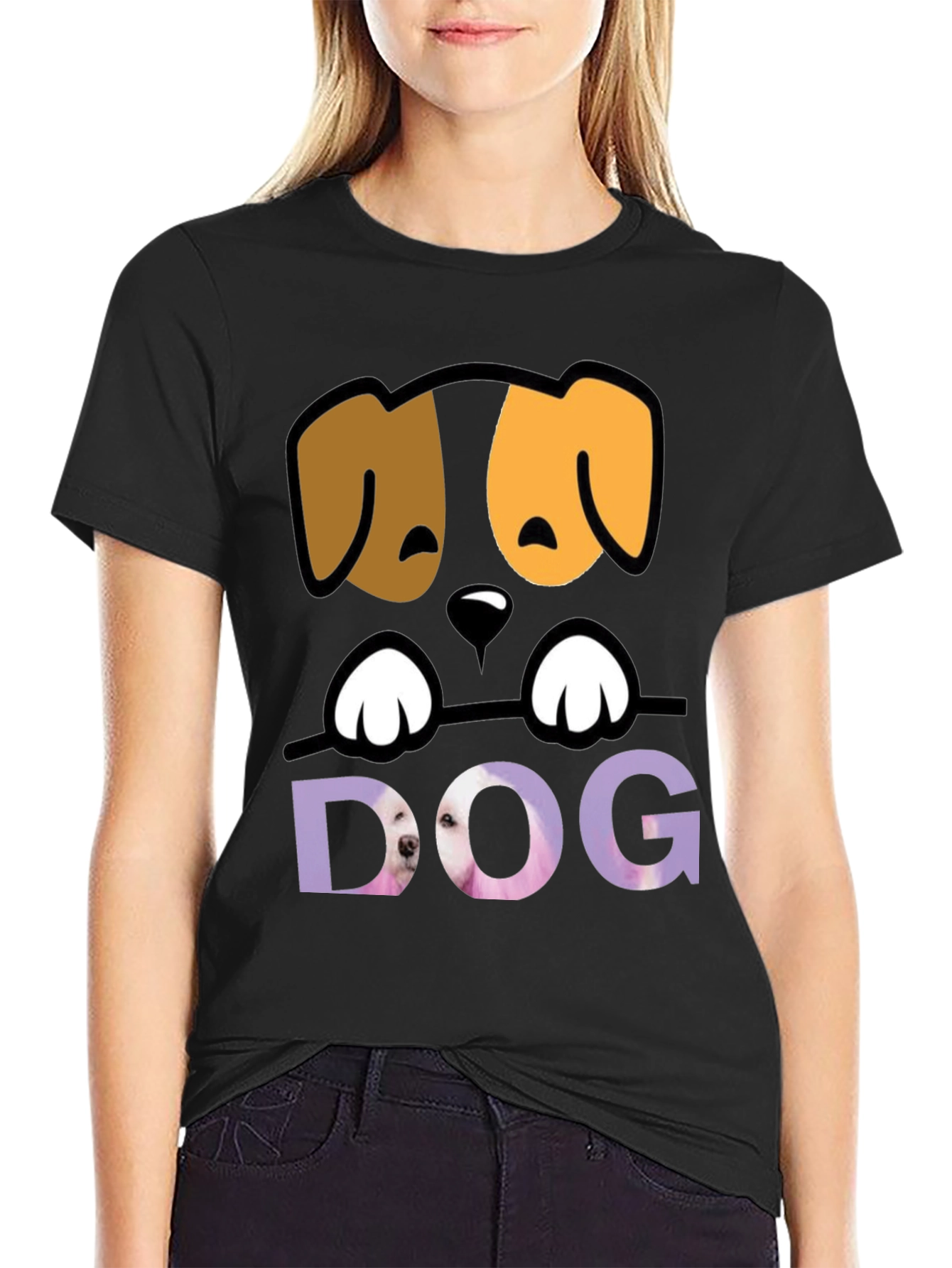 Cute Dog Graphic Tee - Mens Black T-Shirt