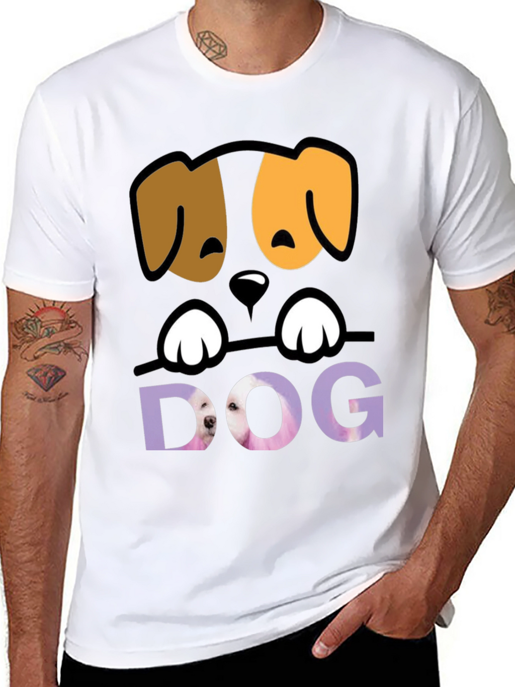 Cute Dog Graphic Tee - Mens Black T-Shirt
